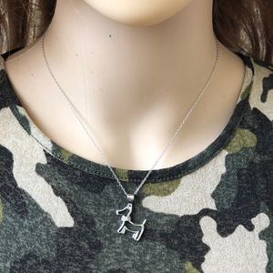 925 Sterling Silver Rhodium Plated Dog Necklace